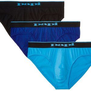 Papi Men's 3-Pack Cotton Stretch Brief - 980403 (Black/Cobalt/blue)
